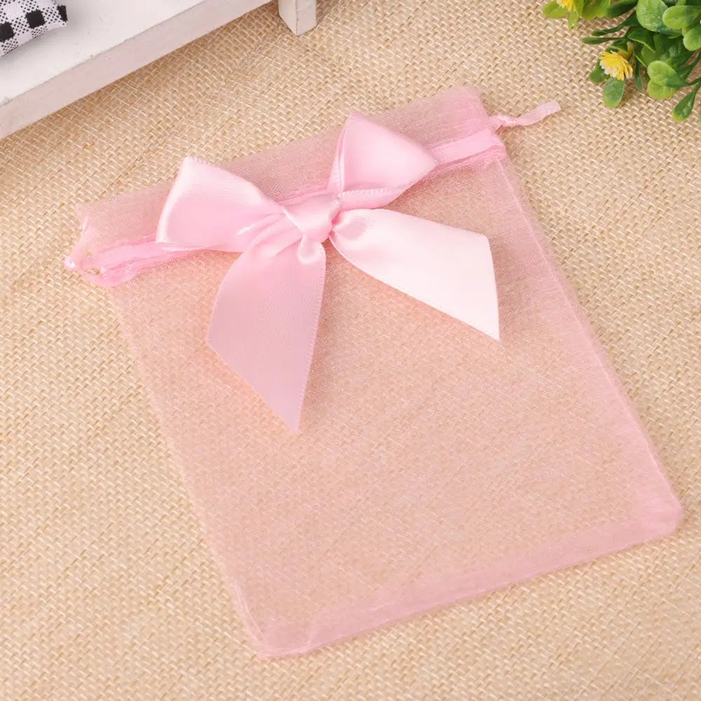 10pcs/20pcs 9x12 10x15 13x18cm New Design Bow Organza Bags Jewelry Candy Packing Bag Wedding Party Gift Storage Drawstring Pouch