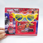 Fashion 3ps Unicorn Hello Kitty Girls Watch Kids with Wallet Glasses Cartoon Spiderman Watch Children Clock Toys set
