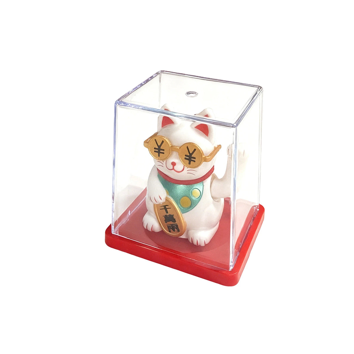 Solar Powered Maneki Neko Lucky Cat Welcoming Chinese Lucky Cat Waving Hand Beckoning Fortune Cat Figurines For Home Decor
