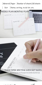Weekly Planner Monthly Undated Agenda Notebook Schedules Study Planner Korean Stationery Office School Supplies