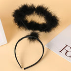 Gothic Angel Devil Headpiece with Colorful Feathers, Glamorous Horns for Women's Halloween Cosplay Party