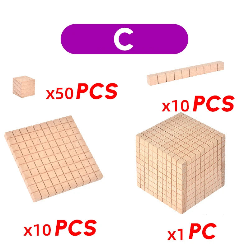 Wooden Montessori Math Toys Decimal Teaching Arithmetic Game