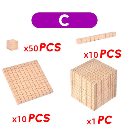 Wooden Montessori Math Toys Decimal Teaching Arithmetic Game