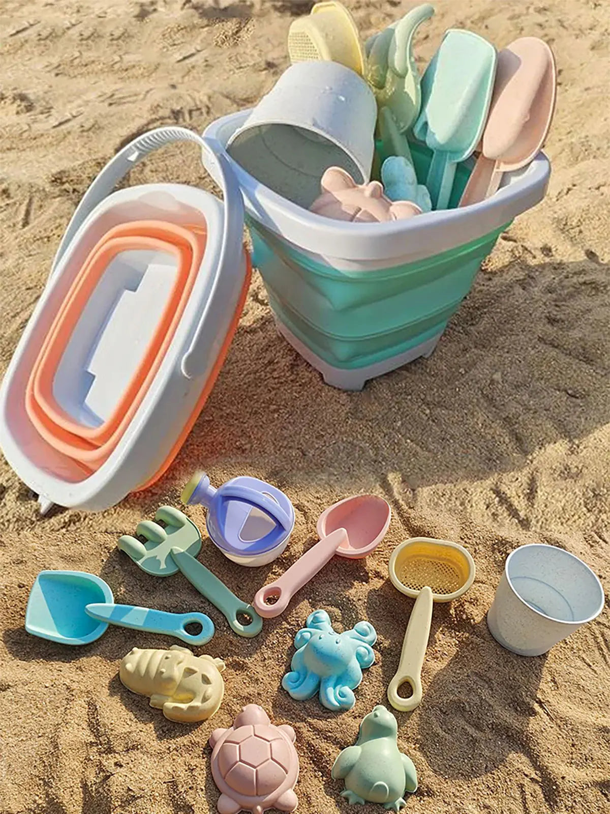 1/11 PCS Beach Toys for Kids Sand Toys Set for Toddlers Sandbox Toys with Bucket Shovel Rake Set Summer Outdoor Children Gift