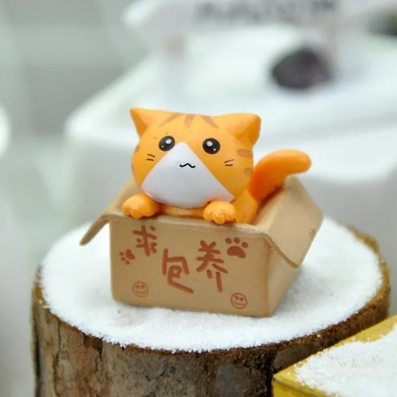 Kawaii Mini Cat Ornament Garden Kitten Statue Gift For Kids Children Baby Room Decoration Toy Miniature Figurines Home Decor