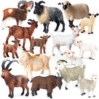 Oenux Classic Farm Animal Simulation Sheep Goat Argali Antelope Model Action Figure Poultry Figurines Cute Toy For Kid Gift