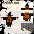 2D Trick-or-Treat Wooden Sign Monster Face Pumpkin Design Rope Hanger Porch Wall 2026 New Year Party Christmas Decor