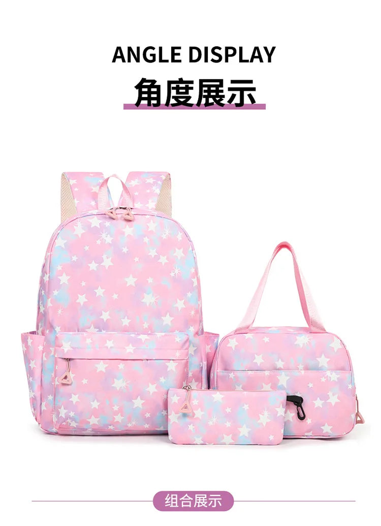 3Pcs/Set KPop Demon Hunter School Bags Girls Teens Rumi Mira Zoey Youth School Backpack Travel School Students Laptop Backpack