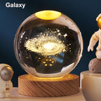 GGbingo 6cm Crystal Ball Decoration Astronomy Solar System Planets Moon Astronaut LED Balls Home Snow Glass Globe Decorations