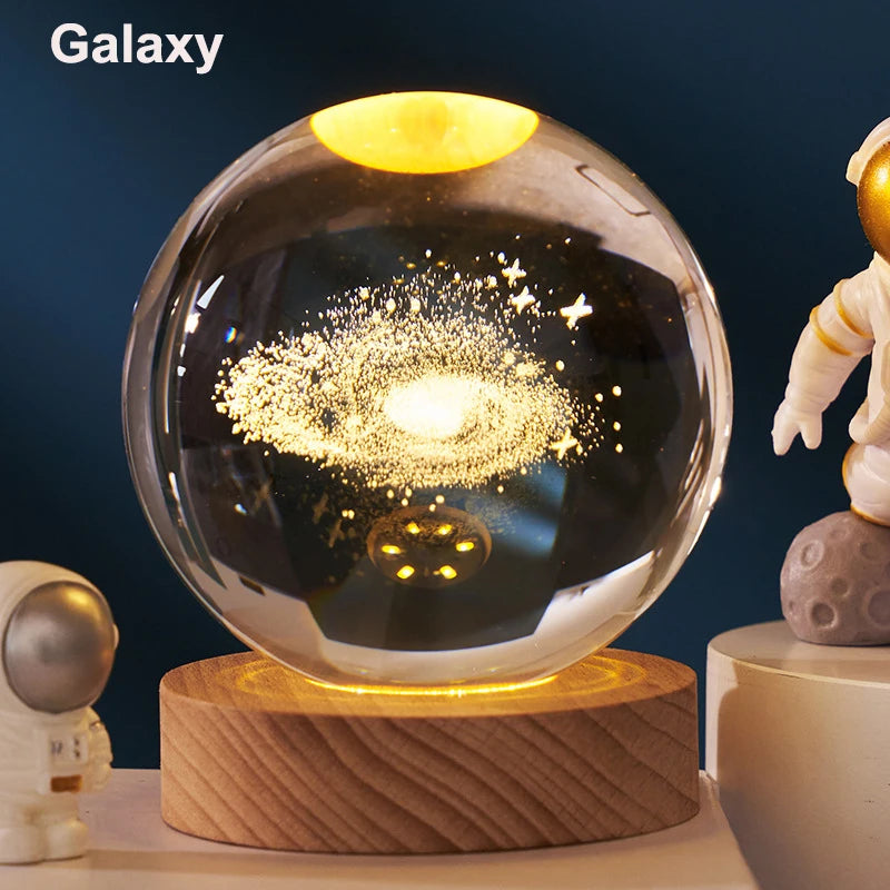 GGbingo 6cm Crystal Ball Decoration Astronomy Solar System Planets Moon Astronaut LED Balls Home Snow Glass Globe Decorations