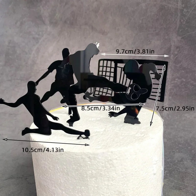 Football Boy Cake Topper Soccer Player Doll Decor for Birthday Party Sports Theme Childrens Celebration Supplies Cupcake Decor