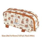 INS Capybara Four-layer Large Capacity Pen Bag Cute Cartoon Pencil Case Stationery Organizer Storage Bag For Students Gift