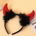 Gothic Angel Devil Headpiece with Colorful Feathers, Glamorous Horns for Women's Halloween Cosplay Party