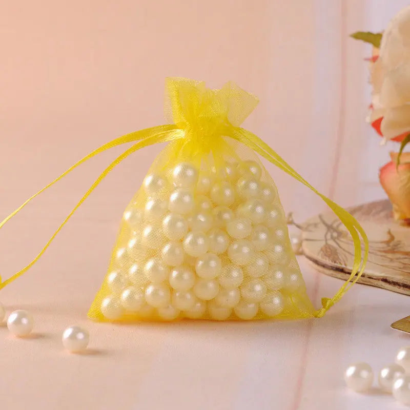100pcs 7x9cm 10x12cm Colorful Organza Bag Packing Bag Sachet Organza Gift Bags For Jewelry Wedding Party Decor Drawstring Pouche