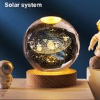 GGbingo 6cm Crystal Ball Decoration Astronomy Solar System Planets Moon Astronaut LED Balls Home Snow Glass Globe Decorations