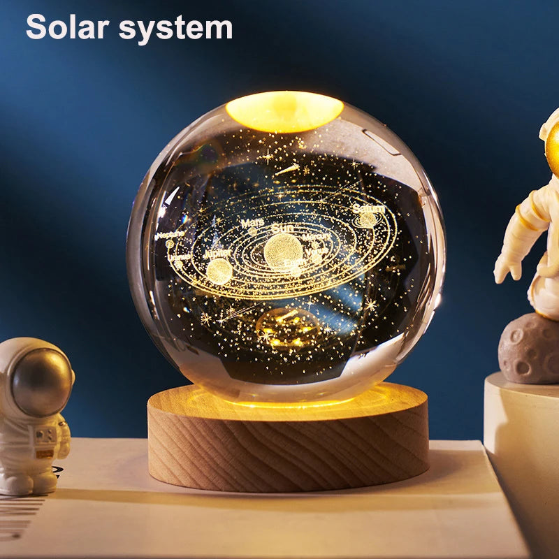 GGbingo 6cm Crystal Ball Decoration Astronomy Solar System Planets Moon Astronaut LED Balls Home Snow Glass Globe Decorations