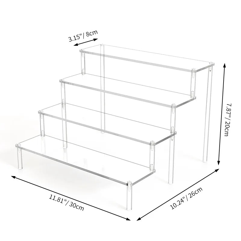 1pcs Multi-Layer Acrylic Display Stand Cake Display Rack High Transparent Trapezoidal Storage Shelf Perfect for Dessert Cupcake