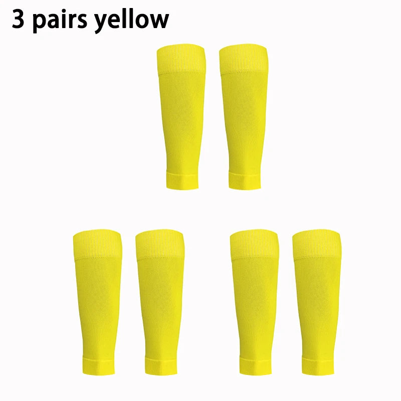 3 pairs New Football Socks Shin Pads Leg Cover Men Women Grip Cutsocks