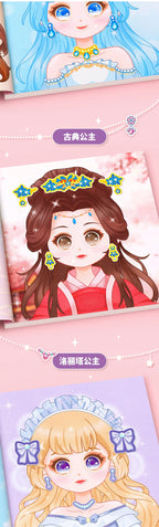 Stickers Book Handicrafts Creative Kids Stickers 15 Pages Toy Puzzle Reusable for Girls Cartoon Princess Make A Face Stickers