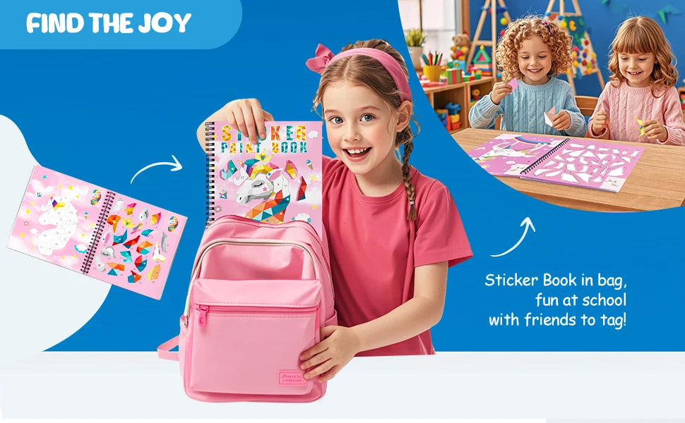 1-6PCS Sticker Book For Kids Unicorn Sticker Paint Book Mermaid Children's Sticker By Number For Birthday Gift Girls Stationery