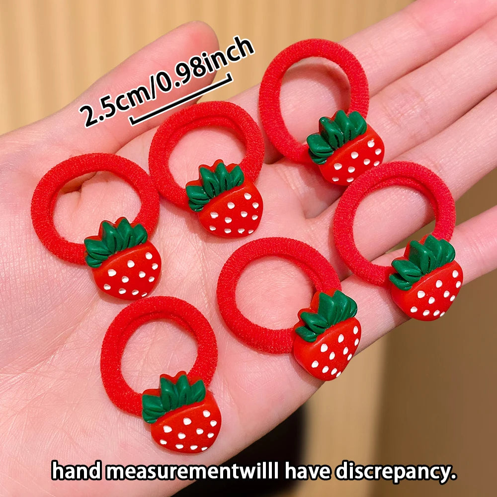 10pcs Multi-Color Strawberry Hair Ties Set Cute Design Girls Hair Accessories Enhances Daily Festive Styling Sweet Gift