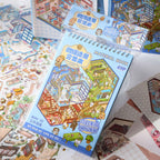 Mr Paper 49pcs/bag Business Town Series Mini 3D Miniature Scenography Sticker Book Visual Stacking Scene Stickers DIY Gift Decor