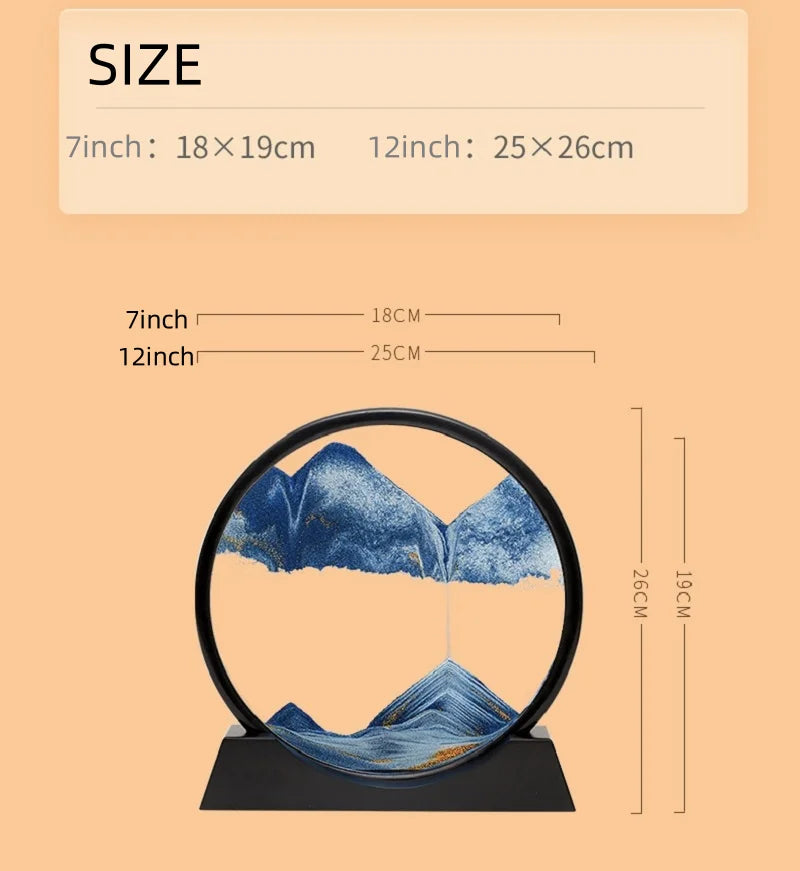 3D Glass Moving Sand Art Creatitive Sandscape In Motion Display Flowing Sand Frame Hourglass Painting for Home Decor for Gifts