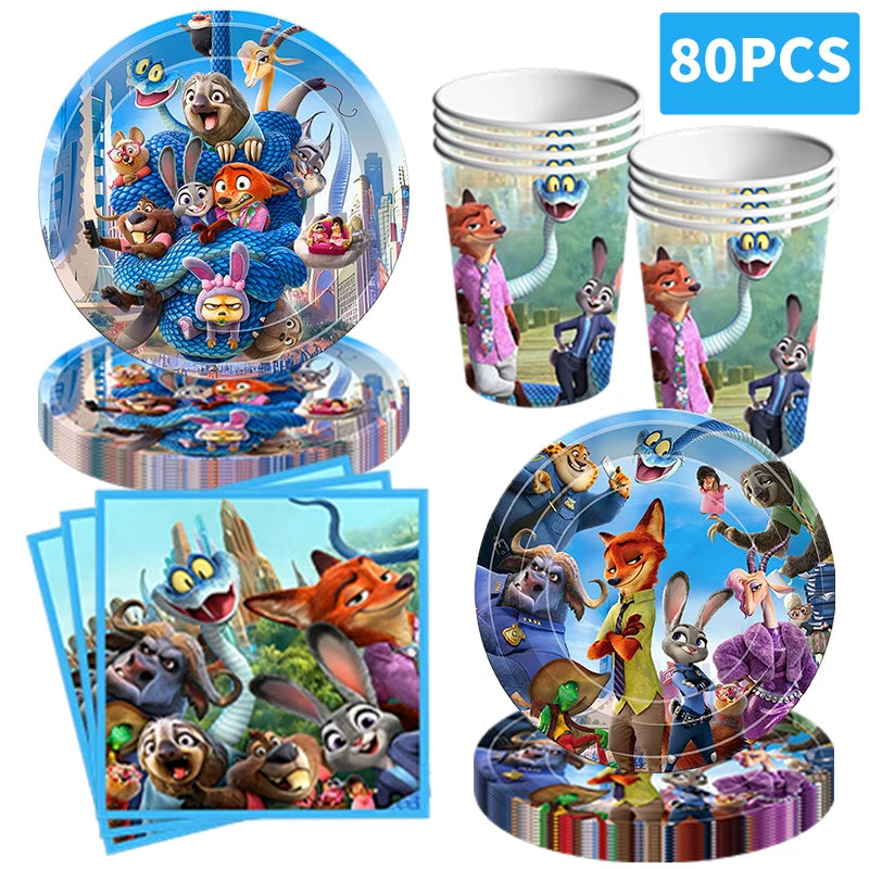 NEW Zootopia Party Favor Zootopia 2 Birthday Decoration Judy Nick Gary Party Supplies Zootropolis Coil Notebook Box Bag Card Kid
