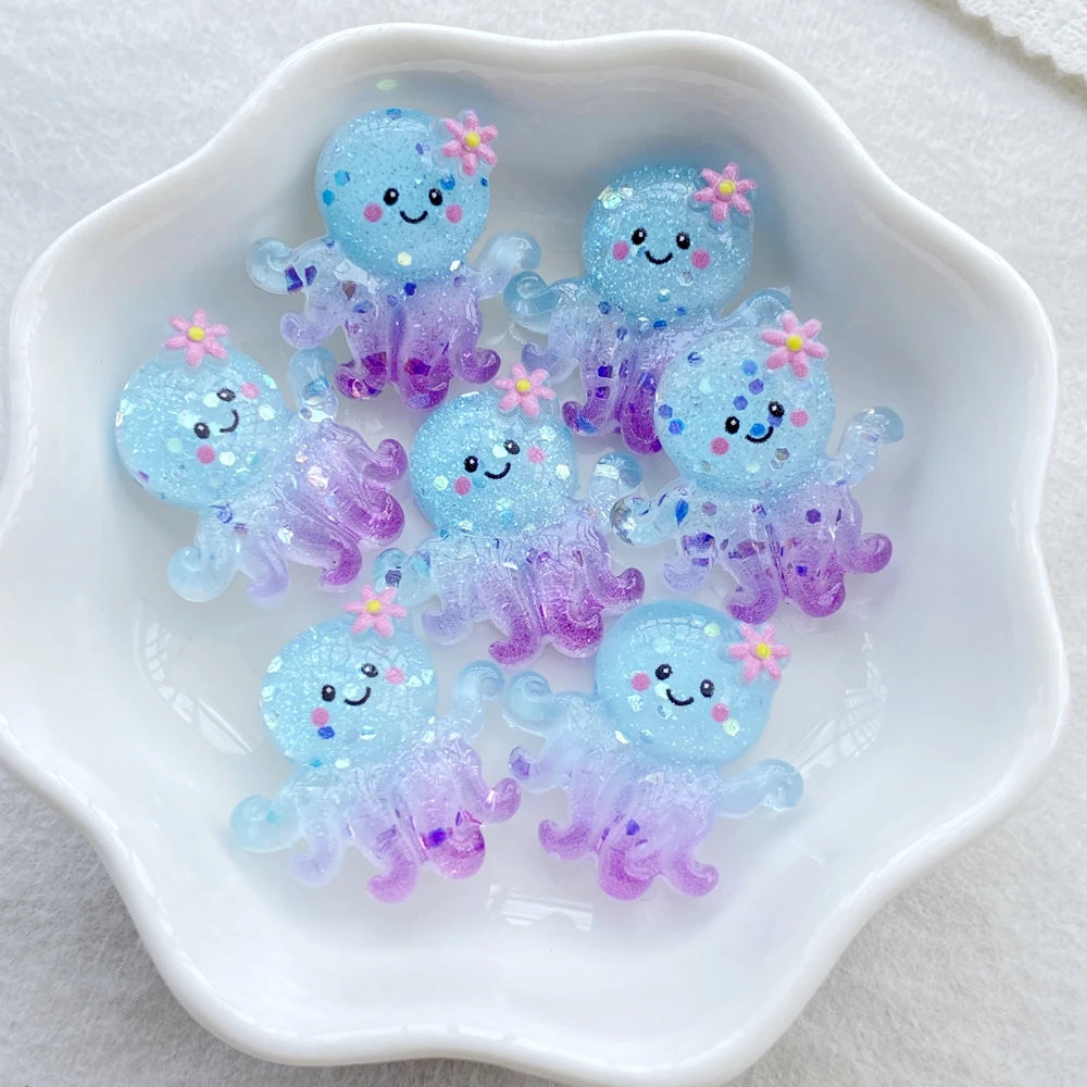 20Pcs Cute Resin Cartoon Shell, Starfish, small fish, seahorse, for Scrapbooking, Wedding Decor & DIY Jewelry Making Accessories