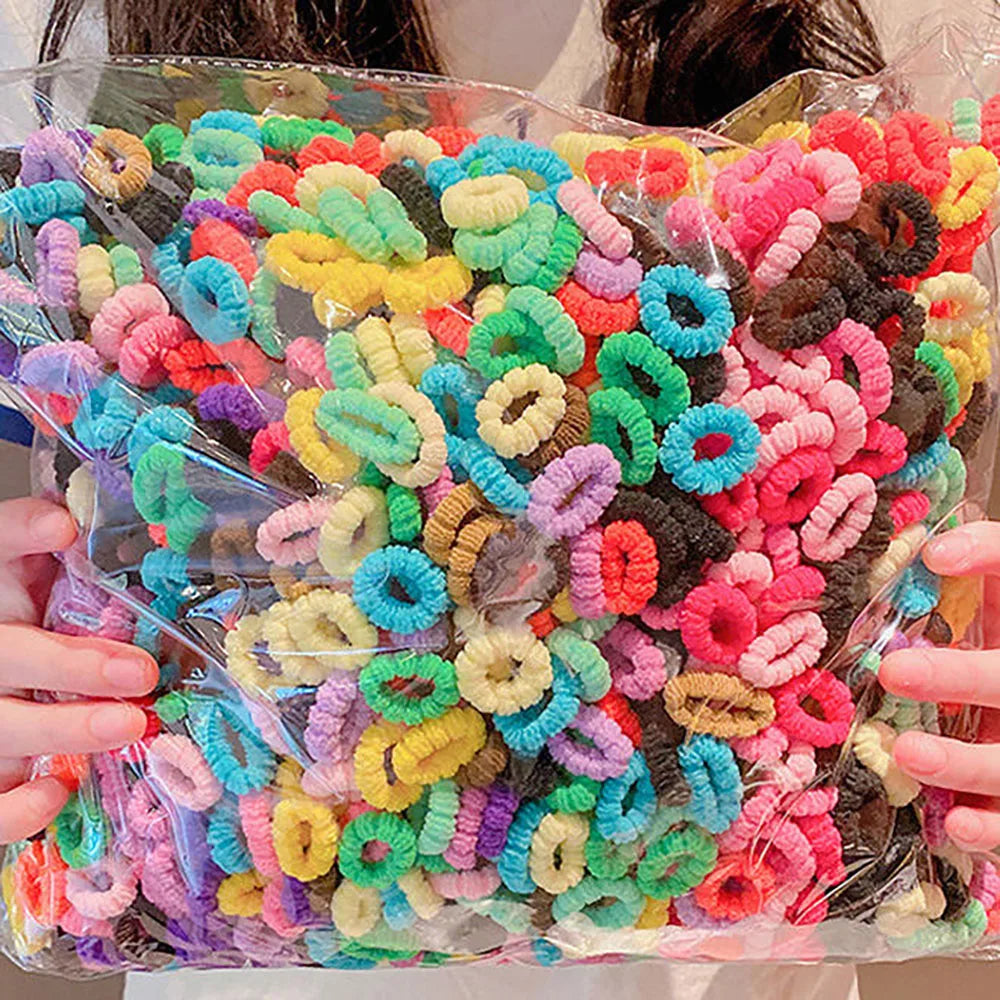 100-500pcs  Children Elastic Hair Bands Girls Colorful Hair Ties Ponytail Holder Rubber Bands Mini Scrunchie Hair Accessories