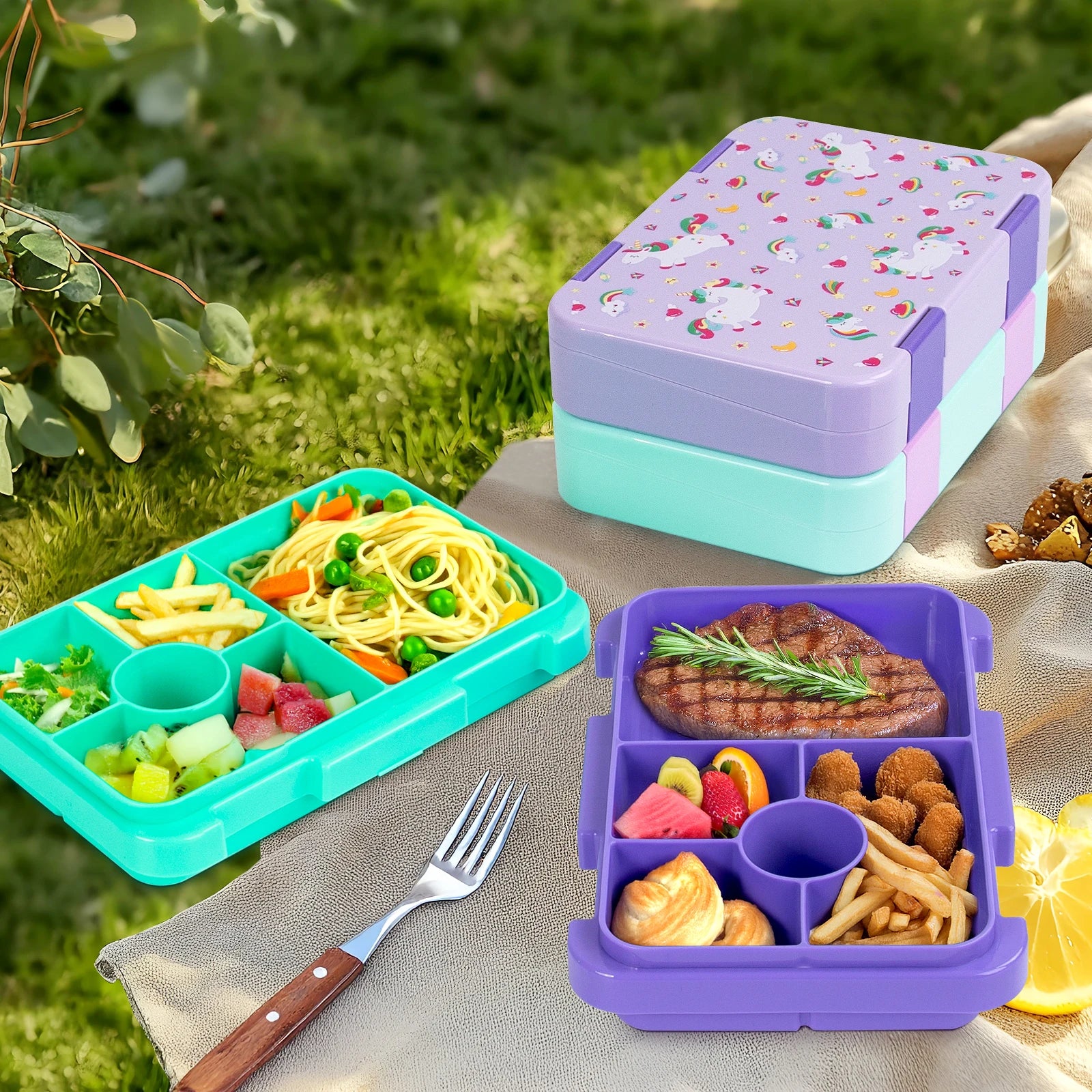 Adorable Kids Lunch Box Student Microwave Safe Travel Bento Box Halloween Container Portable Leak Proof Fruit Salad Bento Box