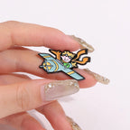 Cartoon Boy & Fox Plane Airplane Pilot Enamel Pins Fairy Tale Characters Brooches Bags Lapel Badge Jewelry Gift for Kids Friends