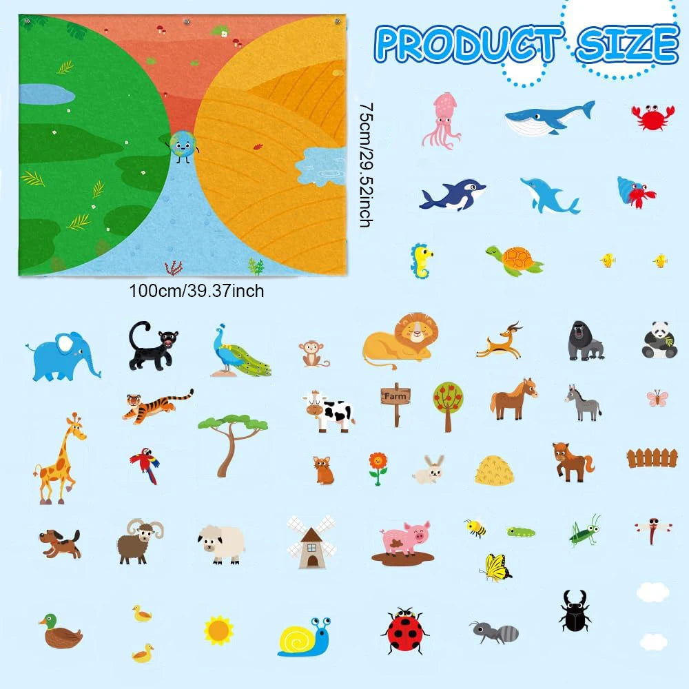 Farm Animals Felt Story Busy Board 4-in-1 Learning Activity Set