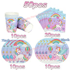 Kids Girls Unicorn Birthday Party Decoration Plate Cup Happy 1st Unicorn 3D Balloon Kid Favors Gift Wedding Baby Shower Supplies