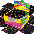 100pcs Scratch Paper Art Set Scratch Off Rainbow Magic Paper with 2 Bamboo Stylus Black Scratch Notes Xmas Birthday Gift Card