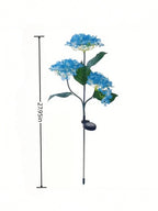 1PC Solar Hydrangea Lights With 3 Heads,LED Artificial Flower Lights,Used For Outdoor Yard, Garden,Lawn,Fence,Pathway Decoration