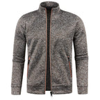 Autumn and Winter Men's New Long Zipper Color Block Sweater Sleeves Thin Plush Sweater Jacket Casual Slim Fit Comfortable Coat
