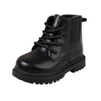 Autumn and Winter Children's Shoes Waterproof PU Leather Children's Boots Fashion Toddler Lace-up Zip High Boots Boys Girls