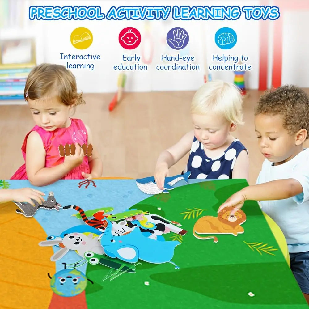 Farm Animals Felt Story Busy Board 4-in-1 Learning Activity Set
