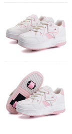 Girls Retractable Roller Shoes Breathable Walking Sneakers