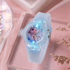Cute Mickey Minnie Children Watches with Flash Light Silicone Strap Kids Watch Girls Anime Action Figures Model Toys Clock Gift
