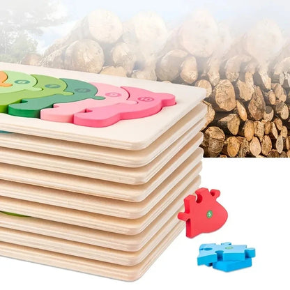 Wooden Puzzles for Kids Number, Dinosaur & Animal Jigsaw Toy