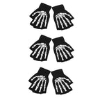 New Punk Gloves Unisex Halloween Skeleton Skull Half Finger Gloves Glow In The Dark Fingerless Stretch Knitted Winter Mittens