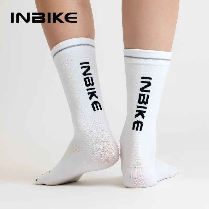 INBIKE Summer Cycling Socks Men Sports Compression Running Socks Biking Socks Crew Length Breathable Basketball Football Socks