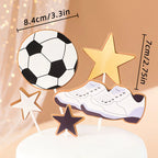 Football Boy Cake Topper Soccer Player Doll Decor for Birthday Party Sports Theme Childrens Celebration Supplies Cupcake Decor