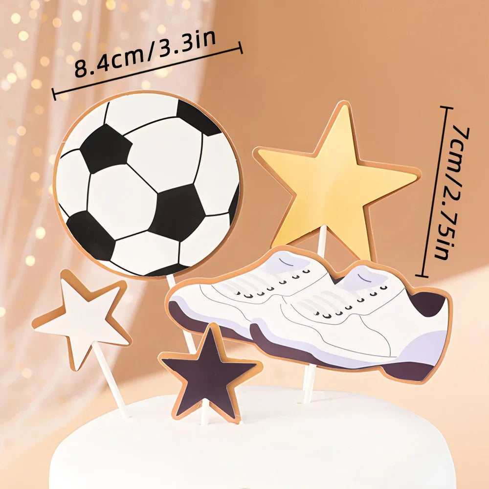 Football Boy Cake Topper Soccer Player Doll Decor for Birthday Party Sports Theme Childrens Celebration Supplies Cupcake Decor