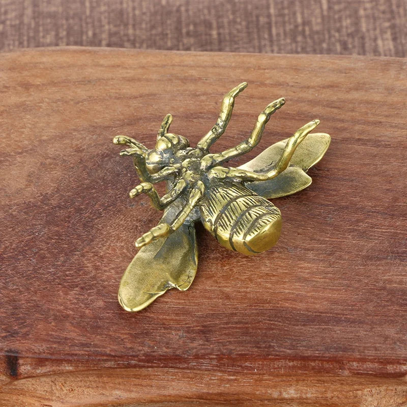 Solid Brass Insect Honeybee Figurines Miniatures Tea Pet Funny Beetle Crafts Collection Desktop Small Ornaments Home Decorations