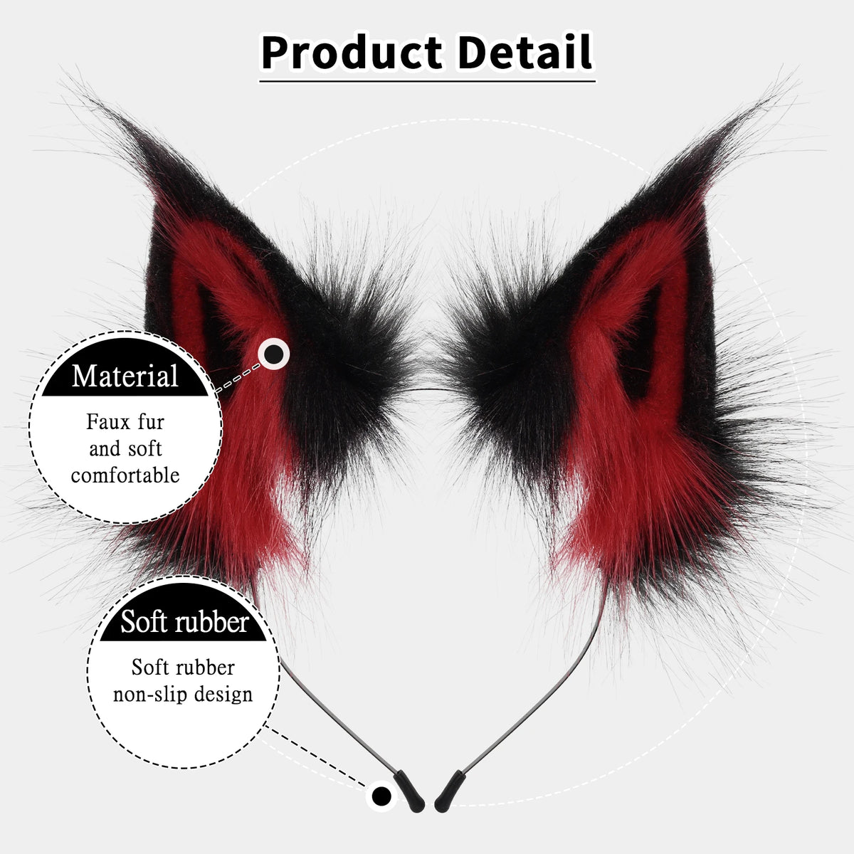 Animal Faux Fur Fox Wolf Ear Headband Furry Handmade Hairband Headwear Costume Cosplay Accessories