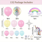132PCS Rainbow Unicorn Balloon Arch Wreath Kit