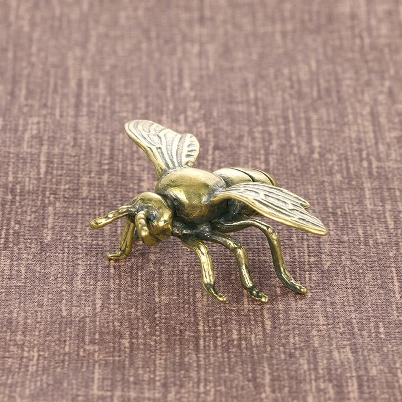 Solid Brass Insect Honeybee Figurines Miniatures Tea Pet Funny Beetle Crafts Collection Desktop Small Ornaments Home Decorations